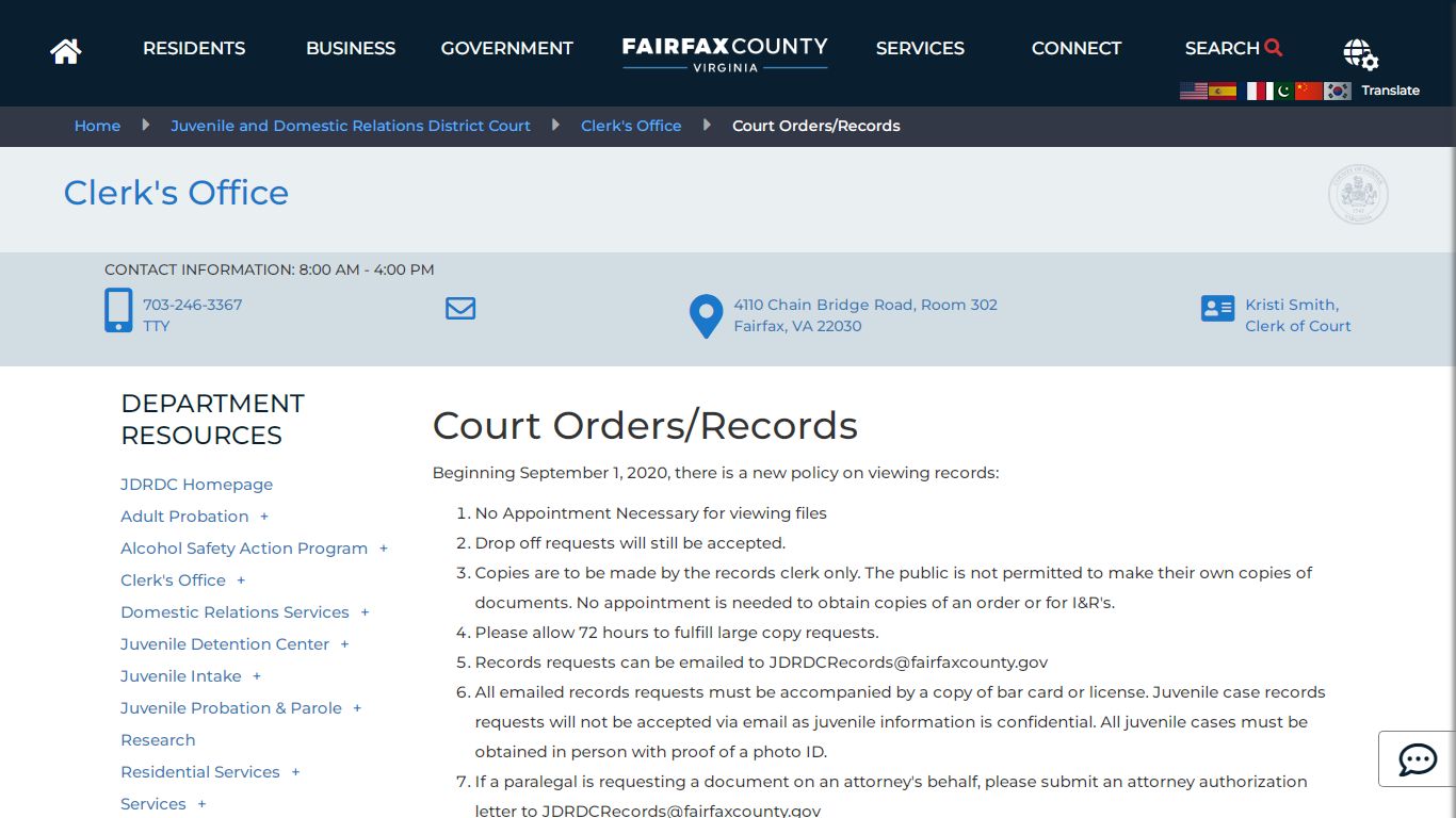 Court Orders/Records - Fairfax County, Virginia